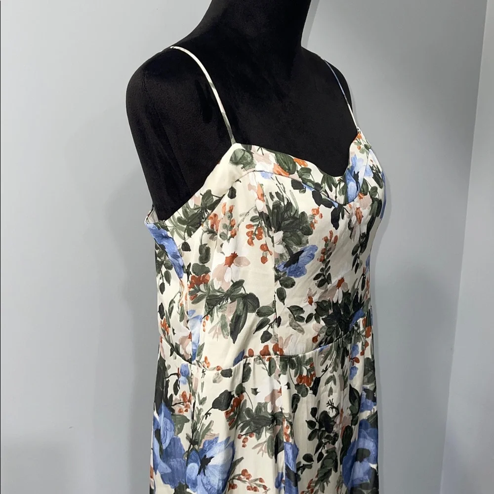 Abercrombie & Fitch Camille Dress cream blue green floral print size Large women - Picture 9 of 16